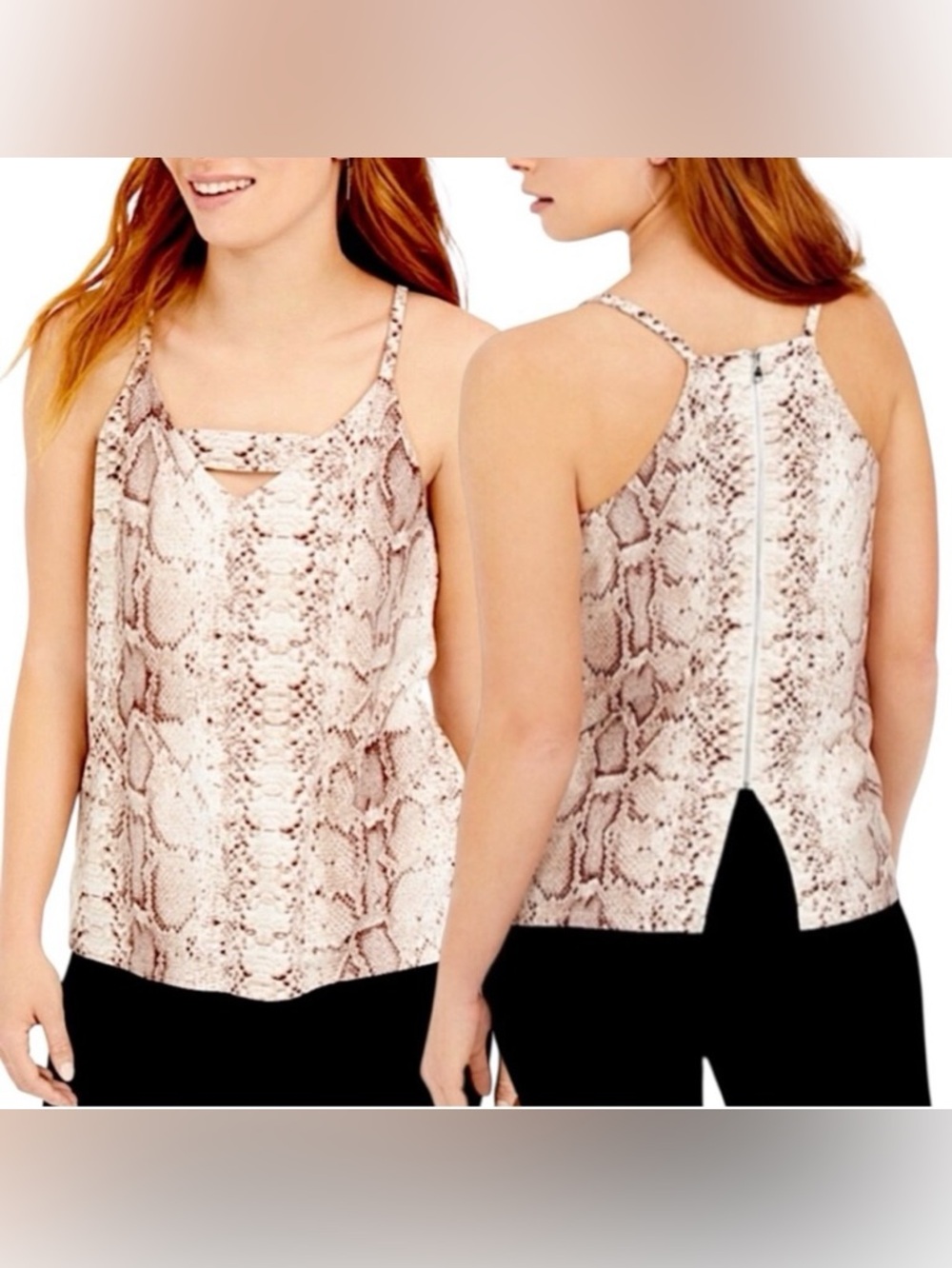 BAR lll PYTHON PRINT SLEEVELESS BLOUSE WITH ZIPPER BACK *NEW *MACY’S